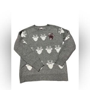 Holiday Time Charcoal and Ivory Deer Sweater